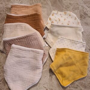 Neutral & Mustard Baby Bandana Bib Set - 9 Pack